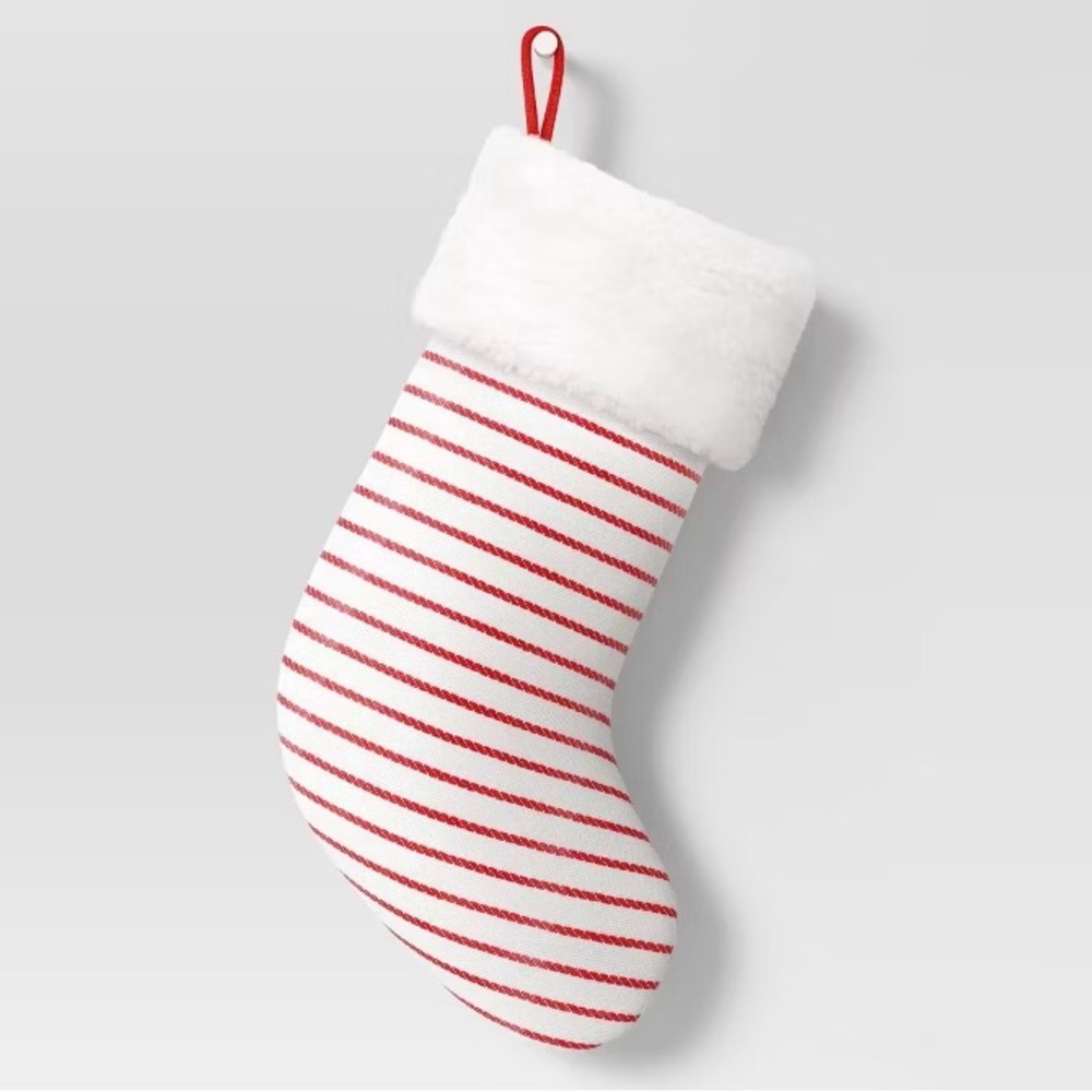 Wondershop Red Stripe Shearling Cuff Christmas Stocking